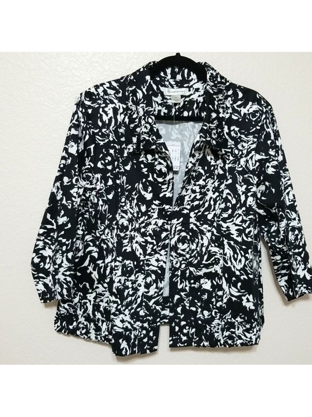 Christopher &Banks open front Jacket XL New with tags, black and white. Cotton.